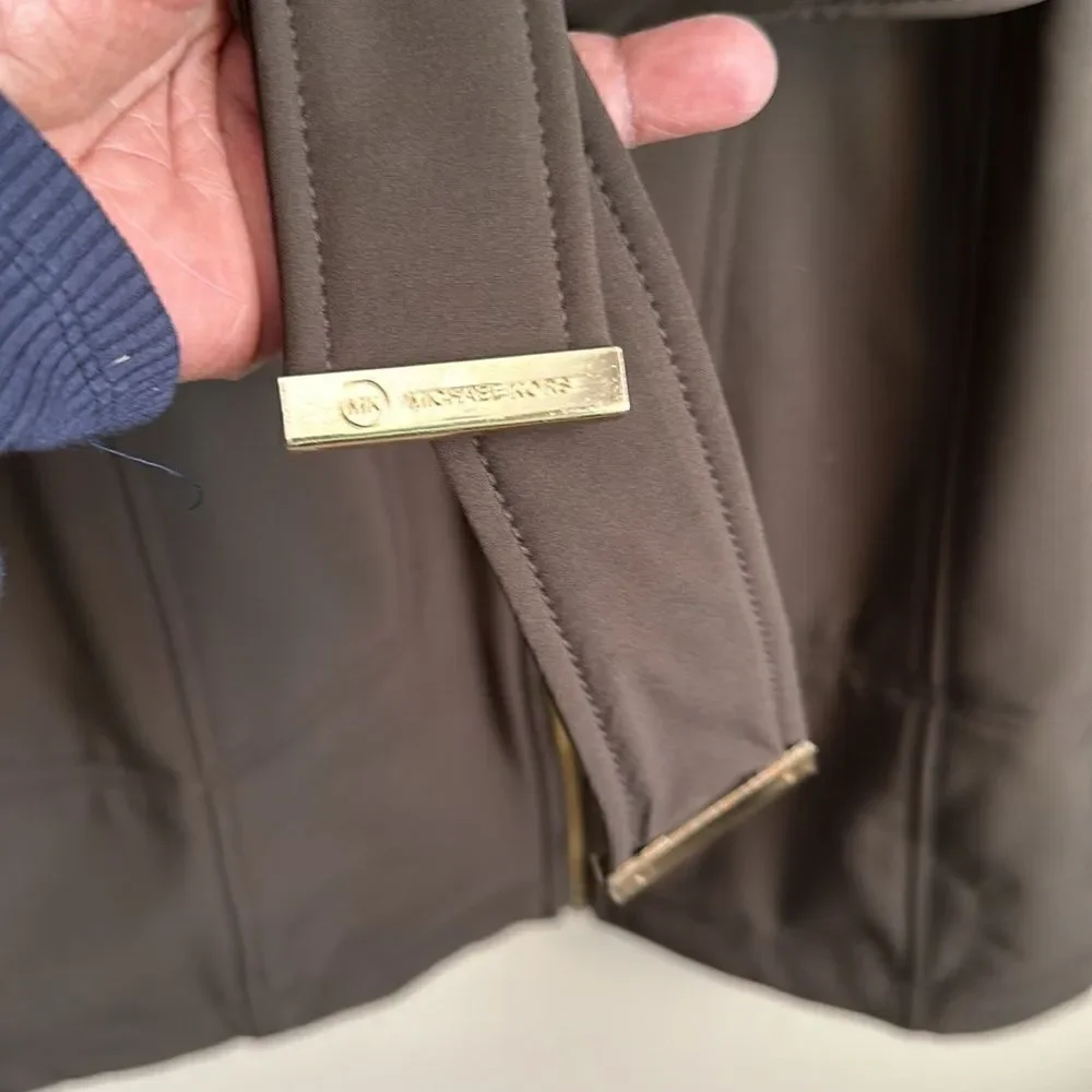MICHAEL KORS Brown Water Repellent Hooded Coat L